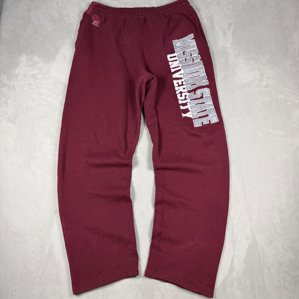 Y2K Mens Russell Athletic Missouri State University Sweatpants Maroon Large